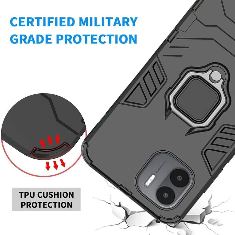 Shockproof TPU phone case for Xiaomi Redmi 14C, with tempered glass screen protector.