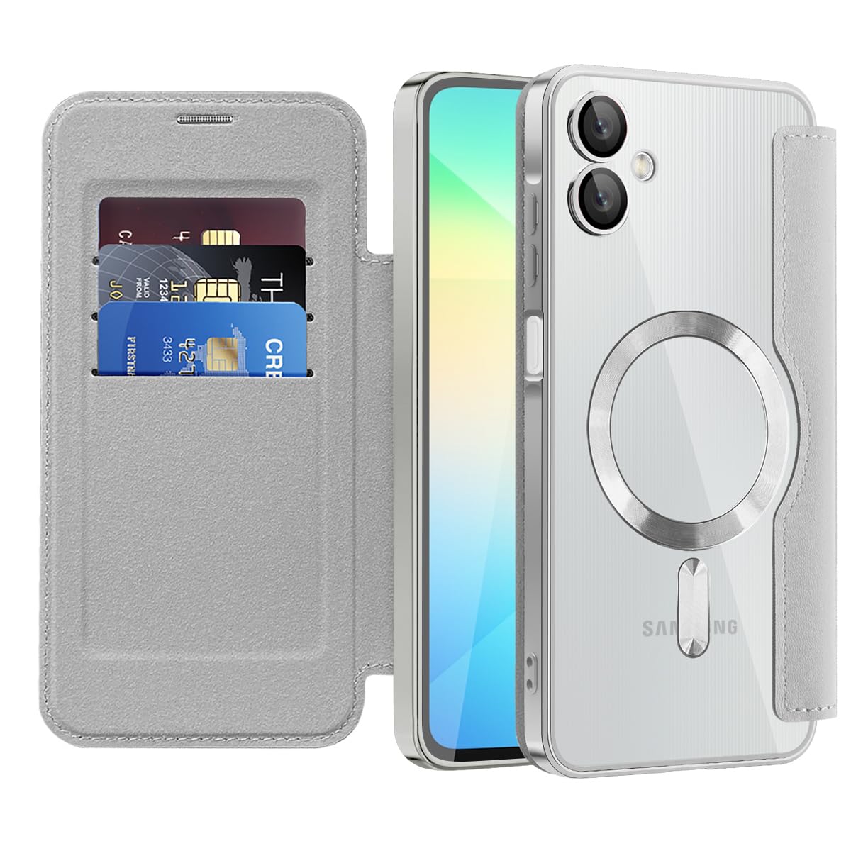 Flip leather phone case for Samsung Galaxy A17 5G, MagSafe compatible