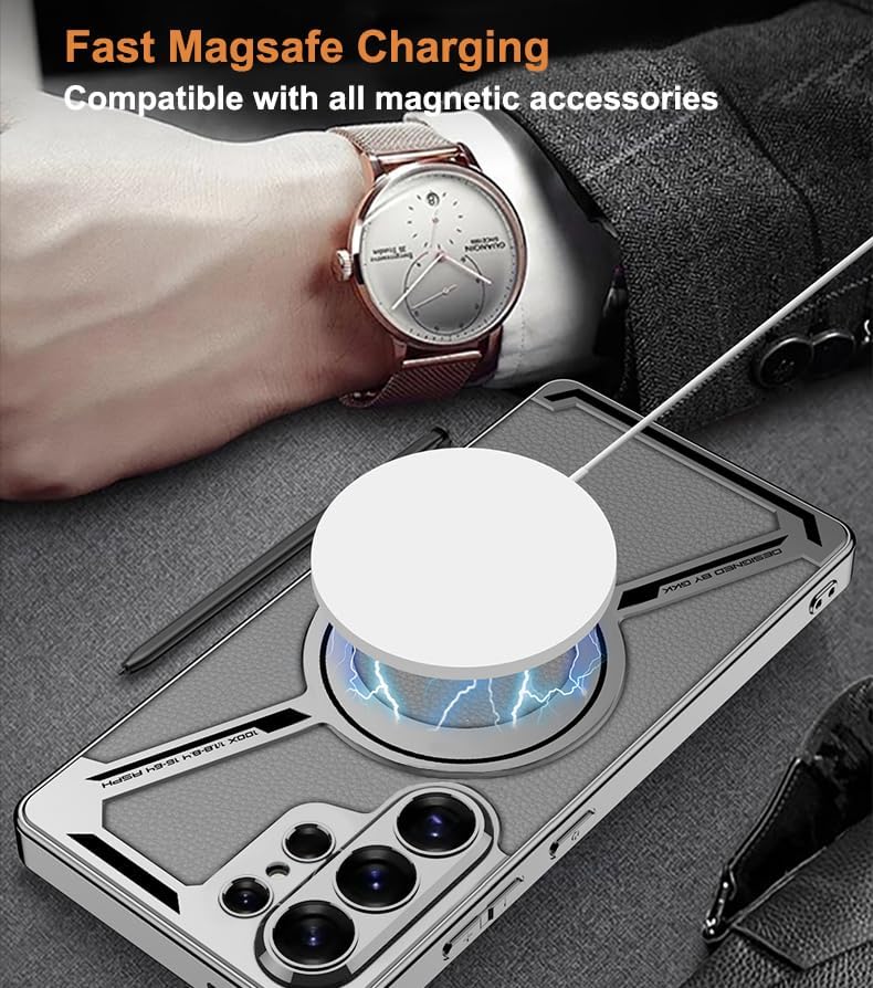 MagSafe Shockproof Leather Phone Case for Samsung Galaxy S26 Ultra 