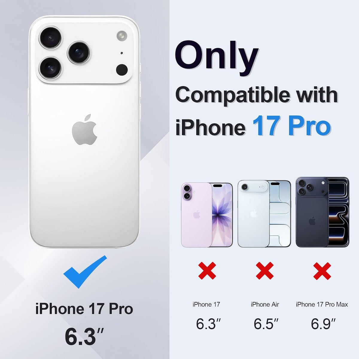 Shockproof hard PC case for iPhone 17 Pro with card slot