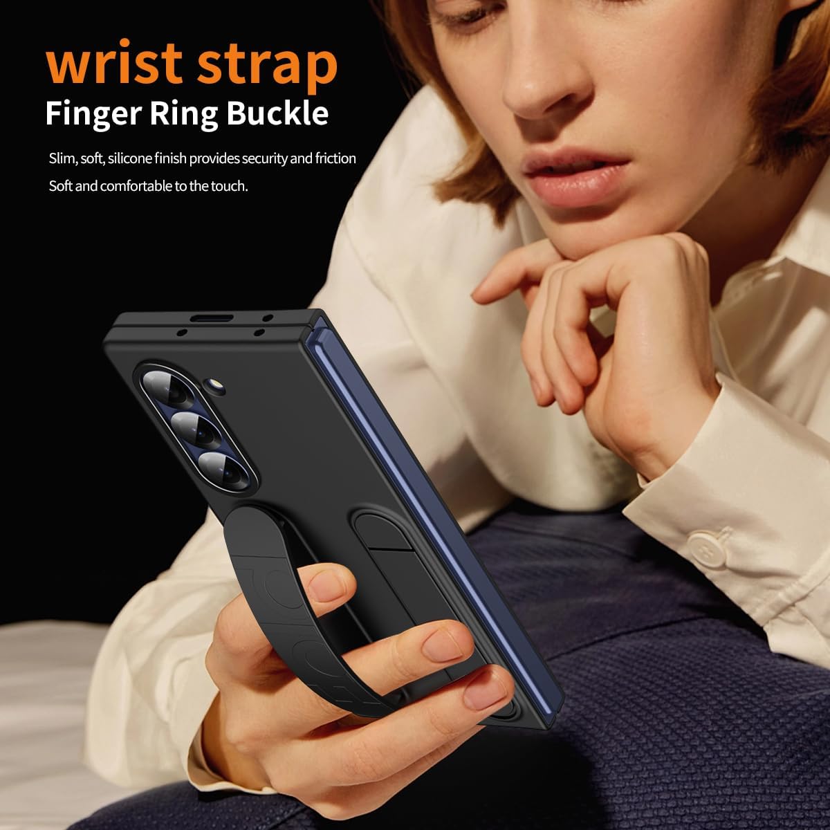TPU Shockproof Phone Case with Wrist Strap & Stand for Samsung Galaxy Z Fold 7