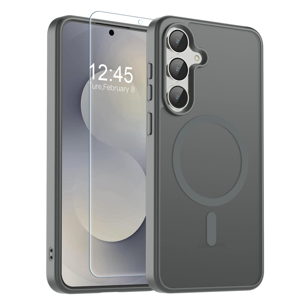 Transparent shockproof magnetic phone case for Samsung Galaxy S25 Ultra with screen protector