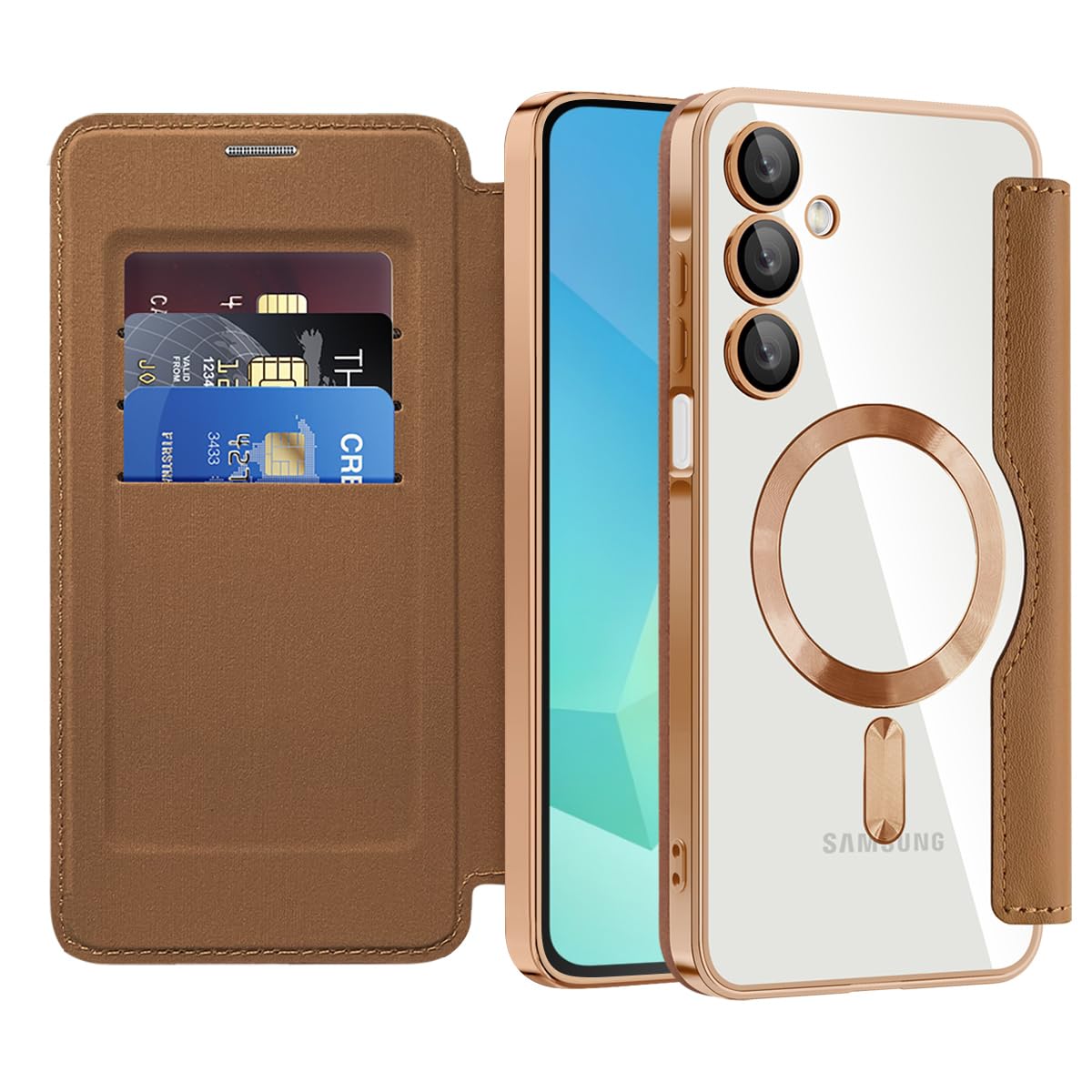 Flip leather phone case for Samsung Galaxy A17 5G, MagSafe compatible