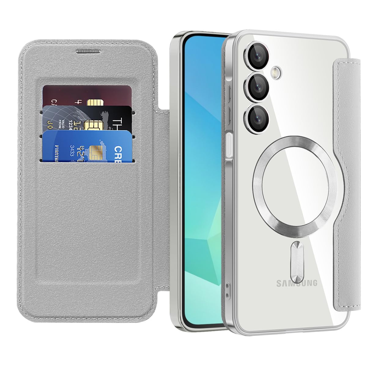 Flip leather phone case for Samsung Galaxy A17 5G, MagSafe compatible