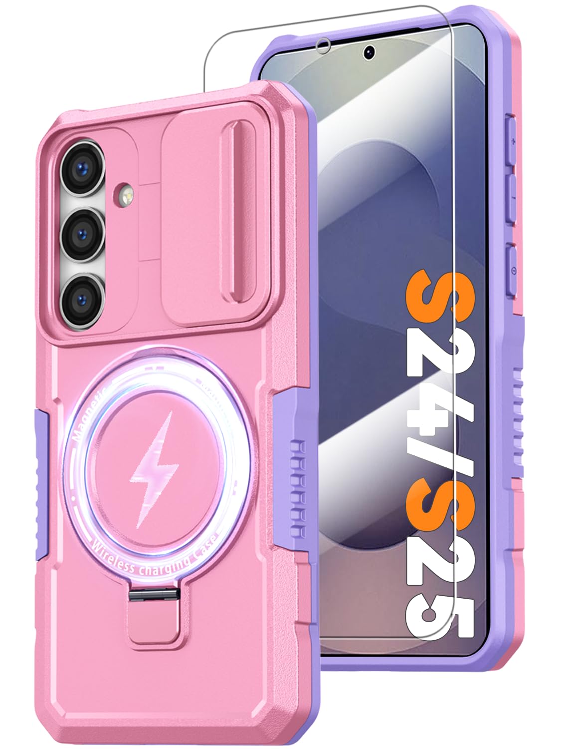 PC+TPU shockproof phone case for Samsung Galaxy S21 FE, includes 2 sc