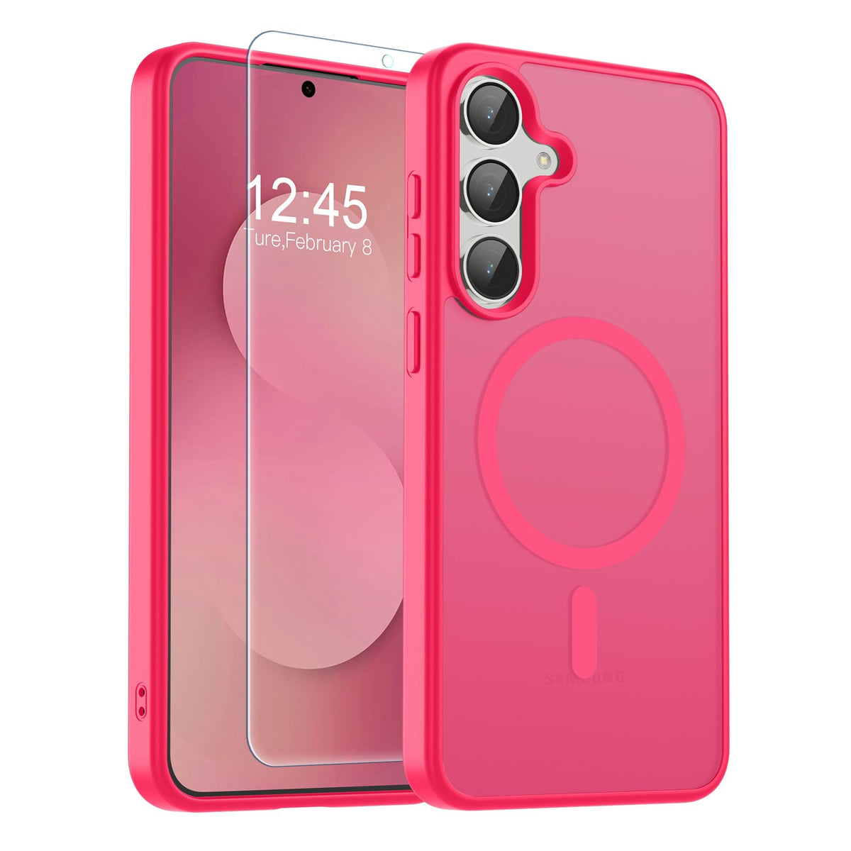 Transparent shockproof magnetic phone case for Samsung Galaxy S25 Ultra with screen protector
