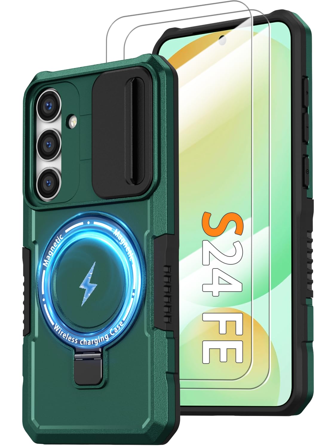 PC+TPU shockproof phone case for Samsung Galaxy S21 FE, includes 2 sc