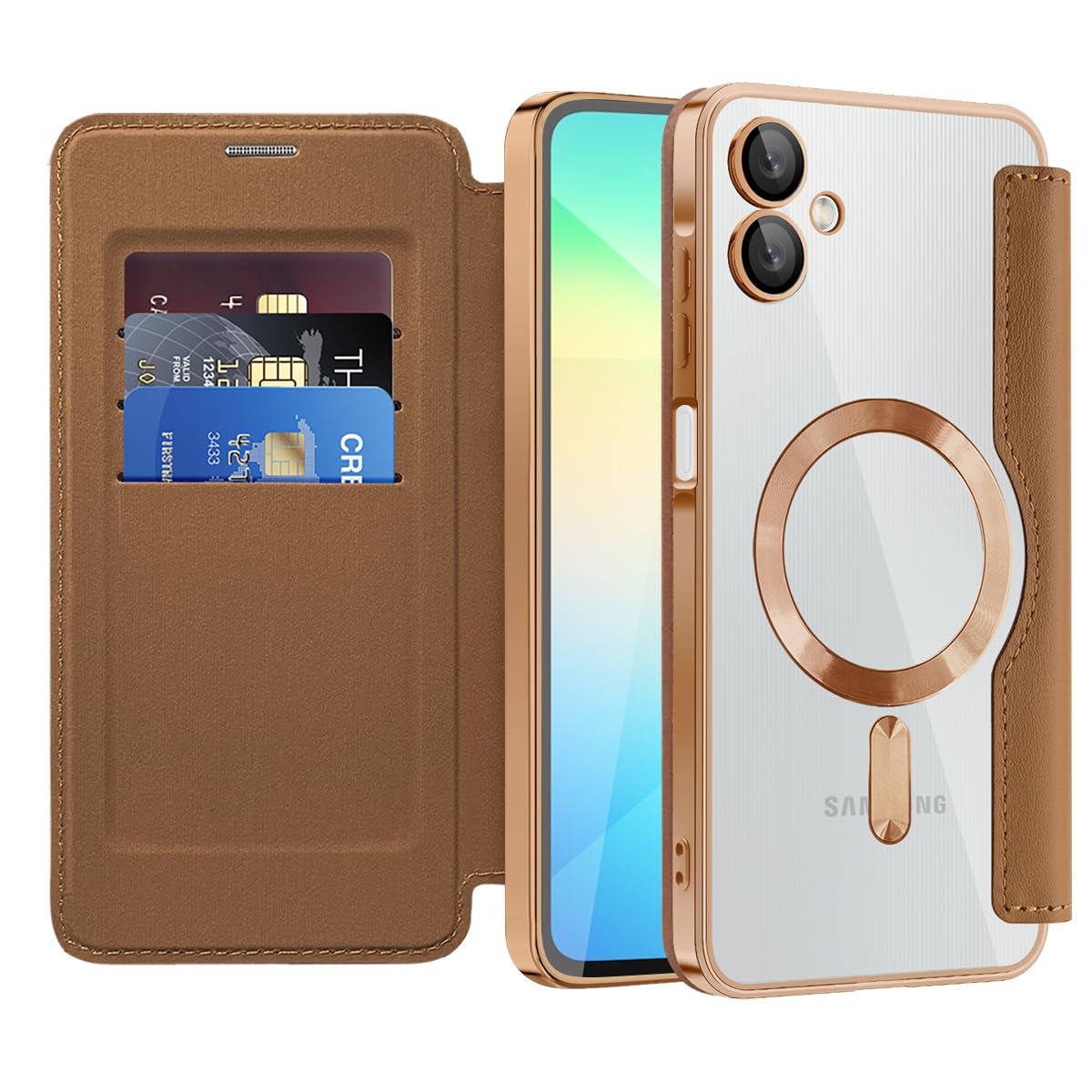 Flip leather phone case for Samsung Galaxy A17 5G, MagSafe compatible
