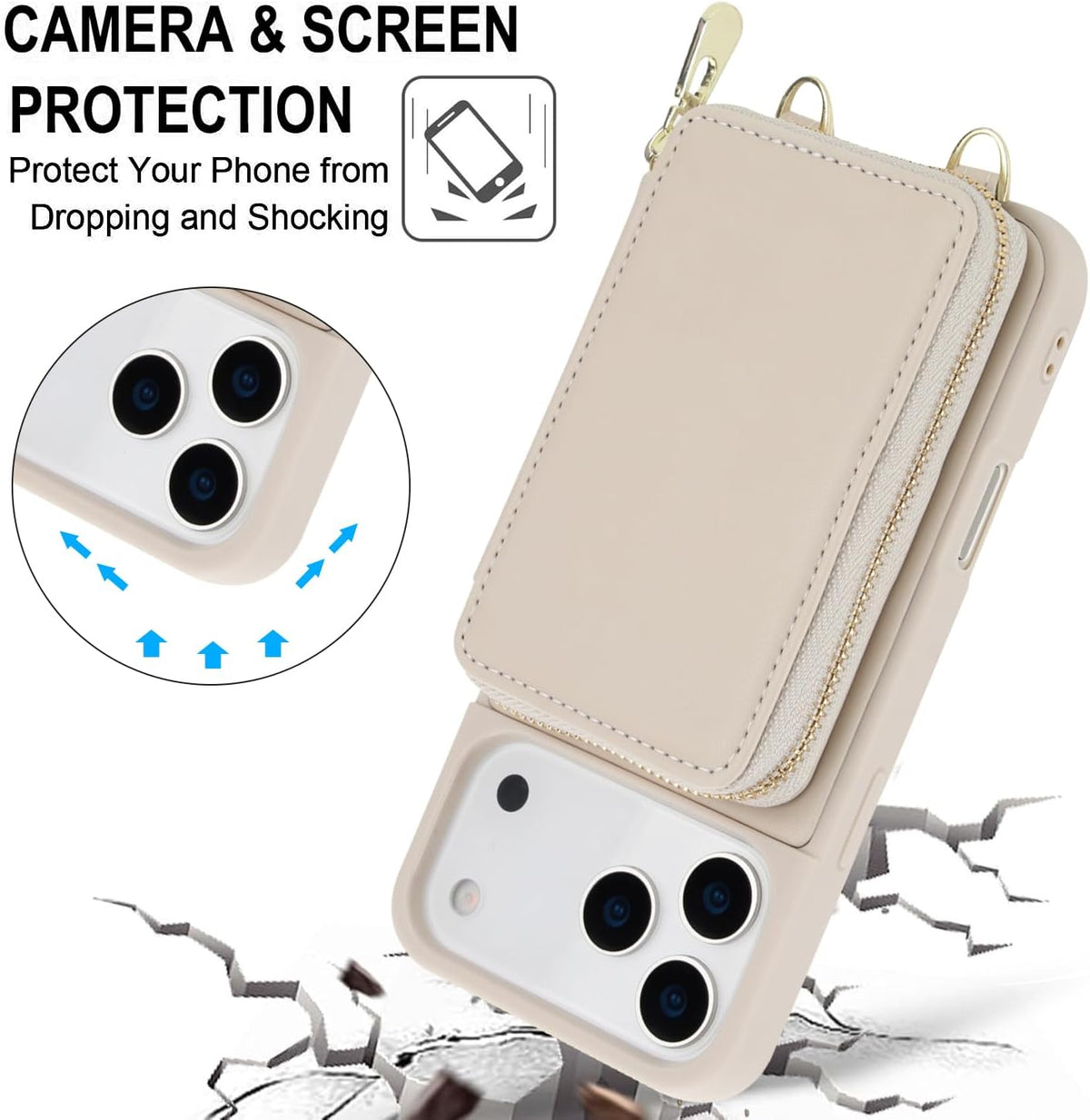 PU+TPU Leather Wallet Case With Screen Protector for iPhone 17 Pro Max