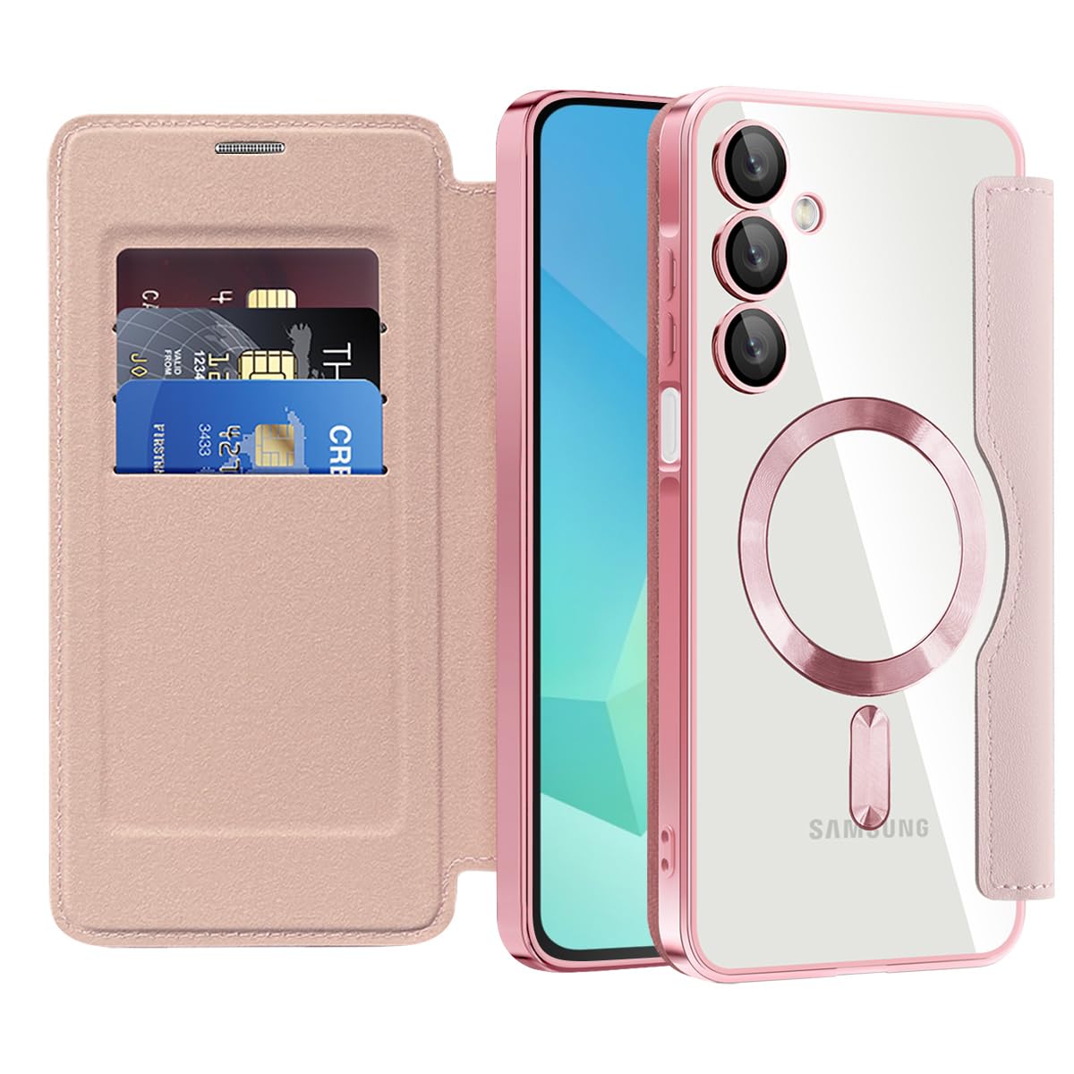 Flip leather phone case for Samsung Galaxy A17 5G, MagSafe compatible