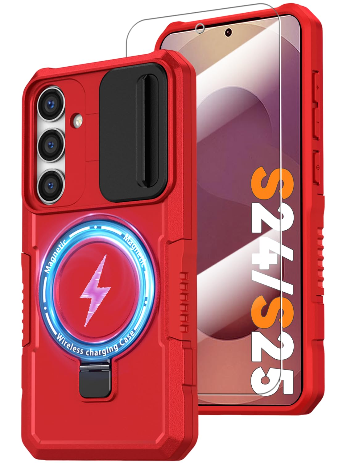 PC+TPU shockproof phone case for Samsung Galaxy S21 FE, includes 2 sc