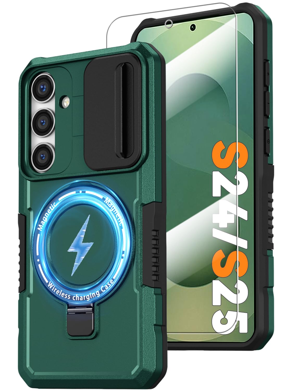 PC+TPU shockproof phone case for Samsung Galaxy S21 FE, includes 2 sc