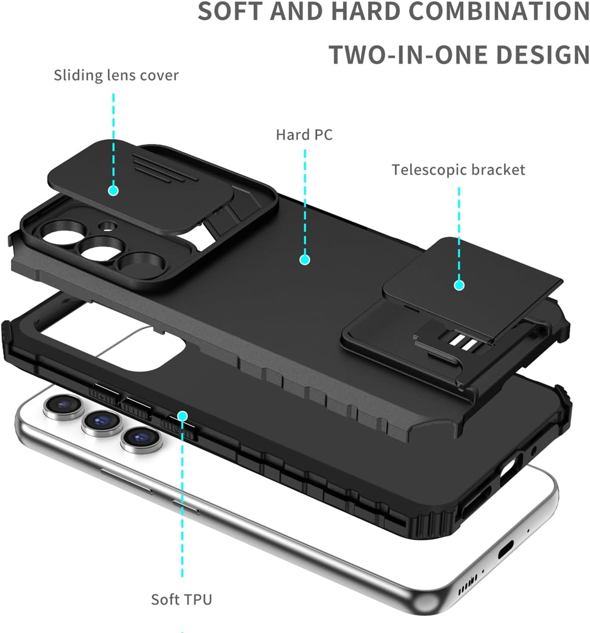 TPU+PC phone case with sliding camera holder for Samsung Galaxy A54 5G