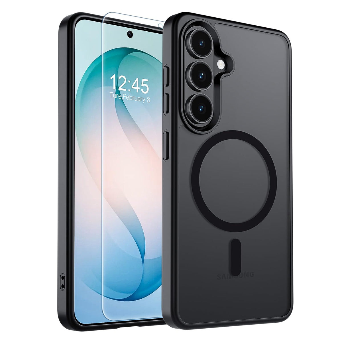Transparent shockproof magnetic phone case for Samsung Galaxy S25 Ultra with screen protector