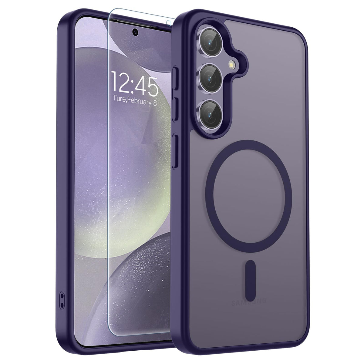Transparent shockproof magnetic phone case for Samsung Galaxy S25 Ultra with screen protector