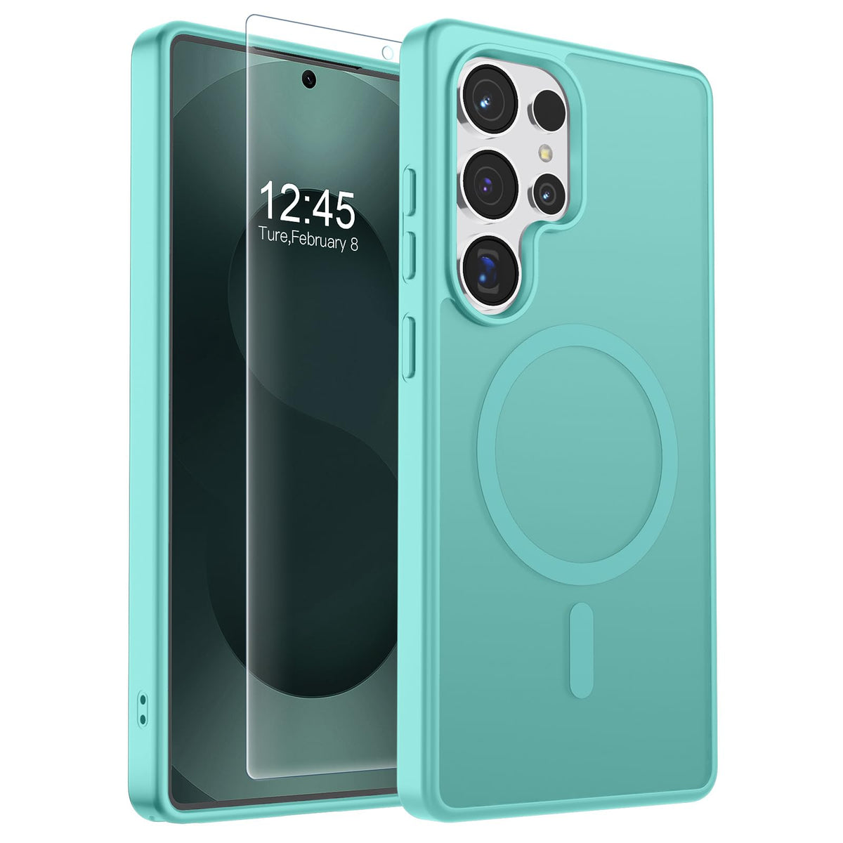 Transparent shockproof magnetic phone case for Samsung Galaxy S25 Ultra with screen protector