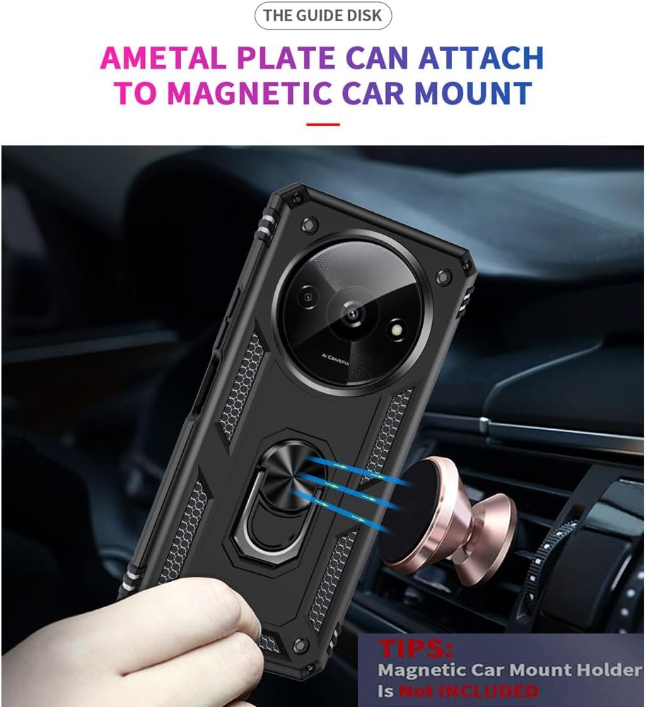 Shockproof phone case for Xiaomi Redmi A3, with tempered glass screen protector [2-pack]