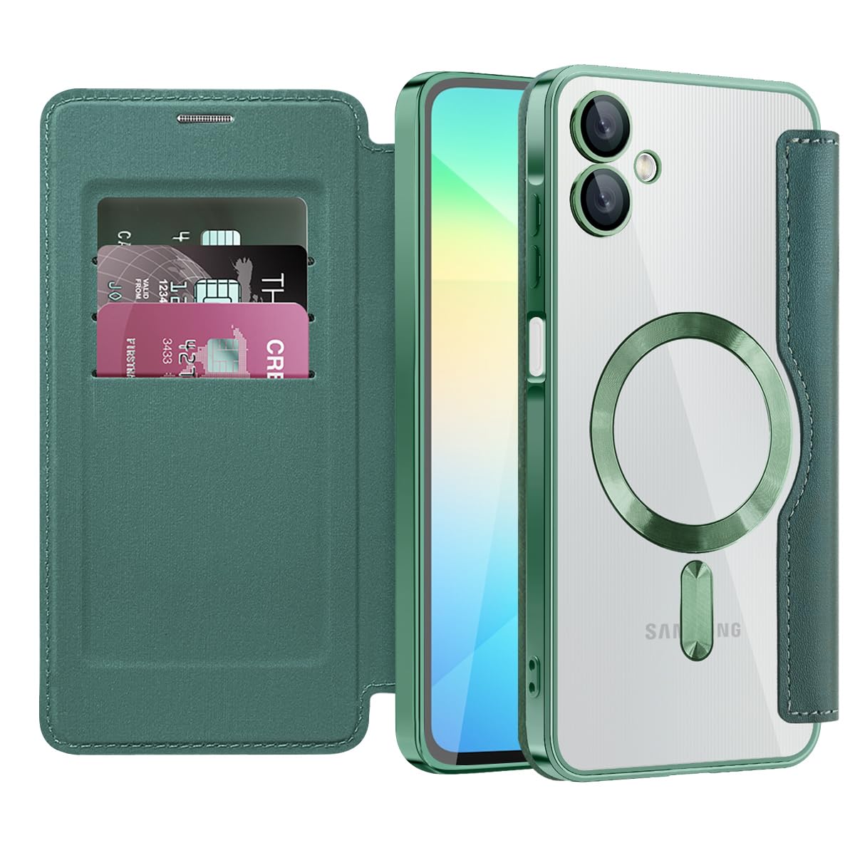 Flip leather phone case for Samsung Galaxy A17 5G, MagSafe compatible