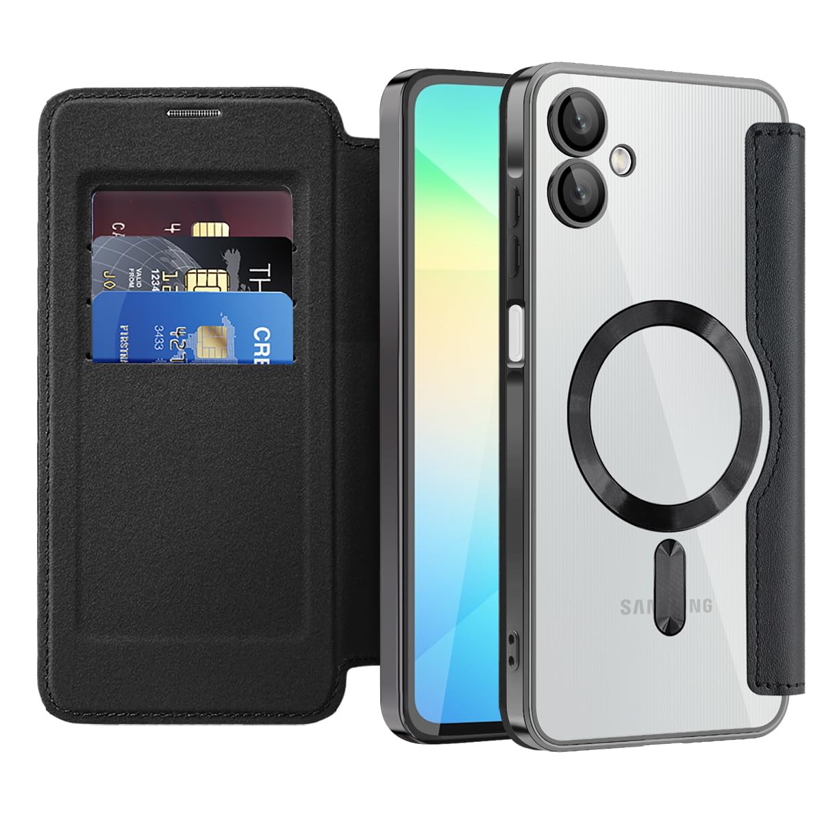 Flip leather phone case for Samsung Galaxy A17 5G, MagSafe compatible