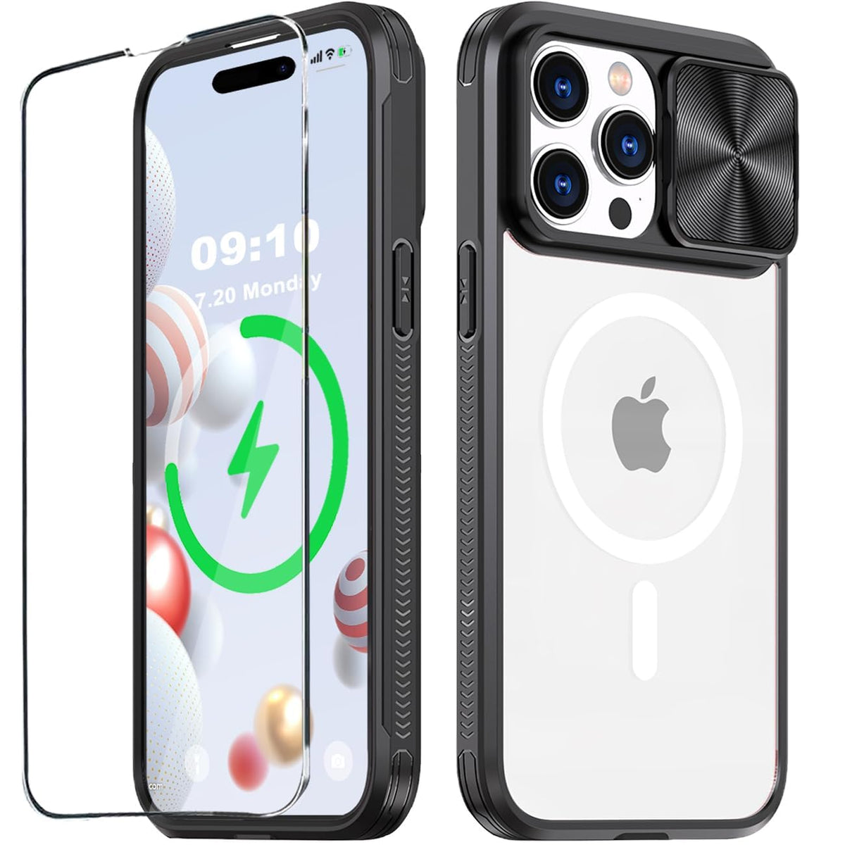 PU+PC MagSafe iPhone 15 Pro Max Case Clear Anti-Yellow with Screen Pr