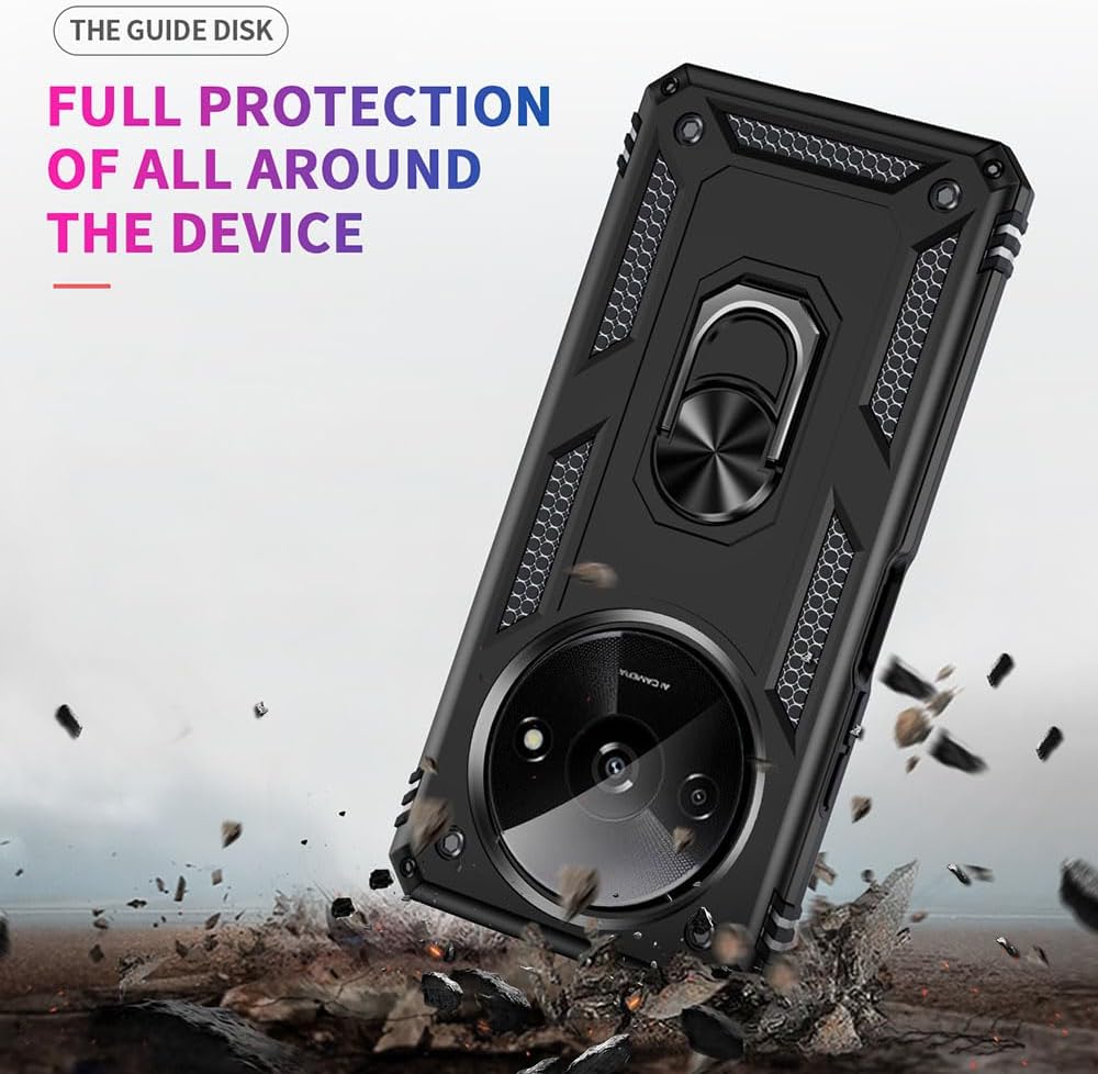 Shockproof phone case for Xiaomi Redmi A3, with tempered glass screen protector [2-pack]