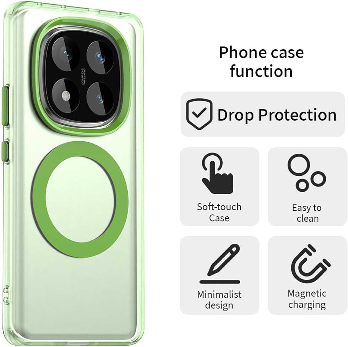 MagSafe frosted TPU phone case for Redmi Note 14 Pro 5G