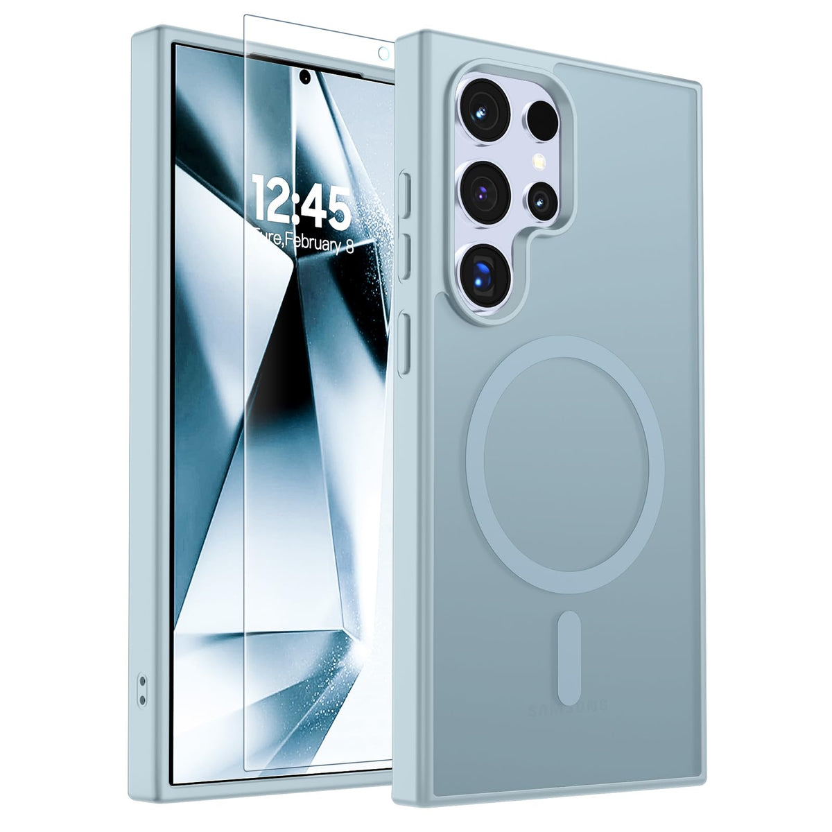 Transparent shockproof magnetic phone case for Samsung Galaxy S25 Ultra with screen protector