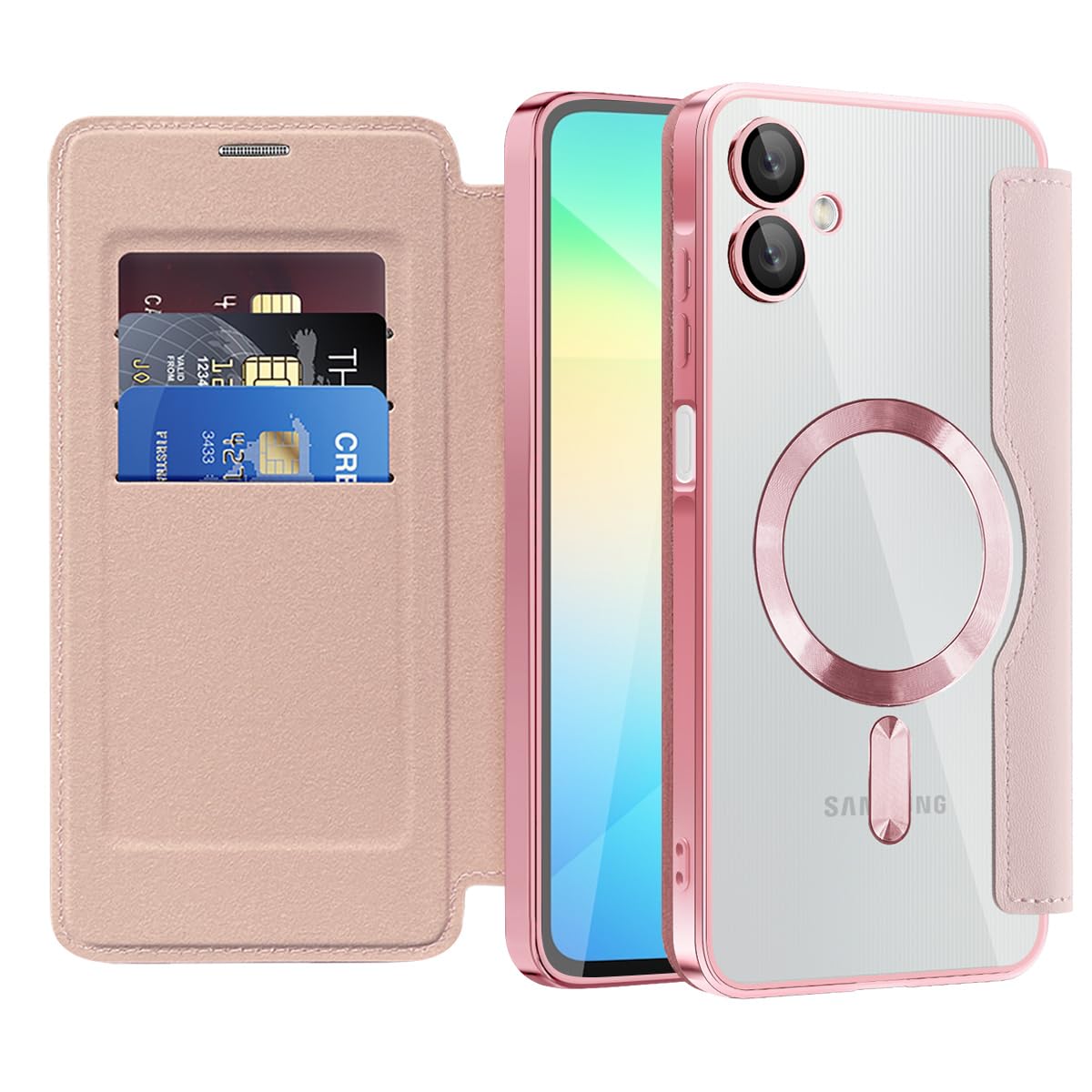Flip leather phone case for Samsung Galaxy A17 5G, MagSafe compatible