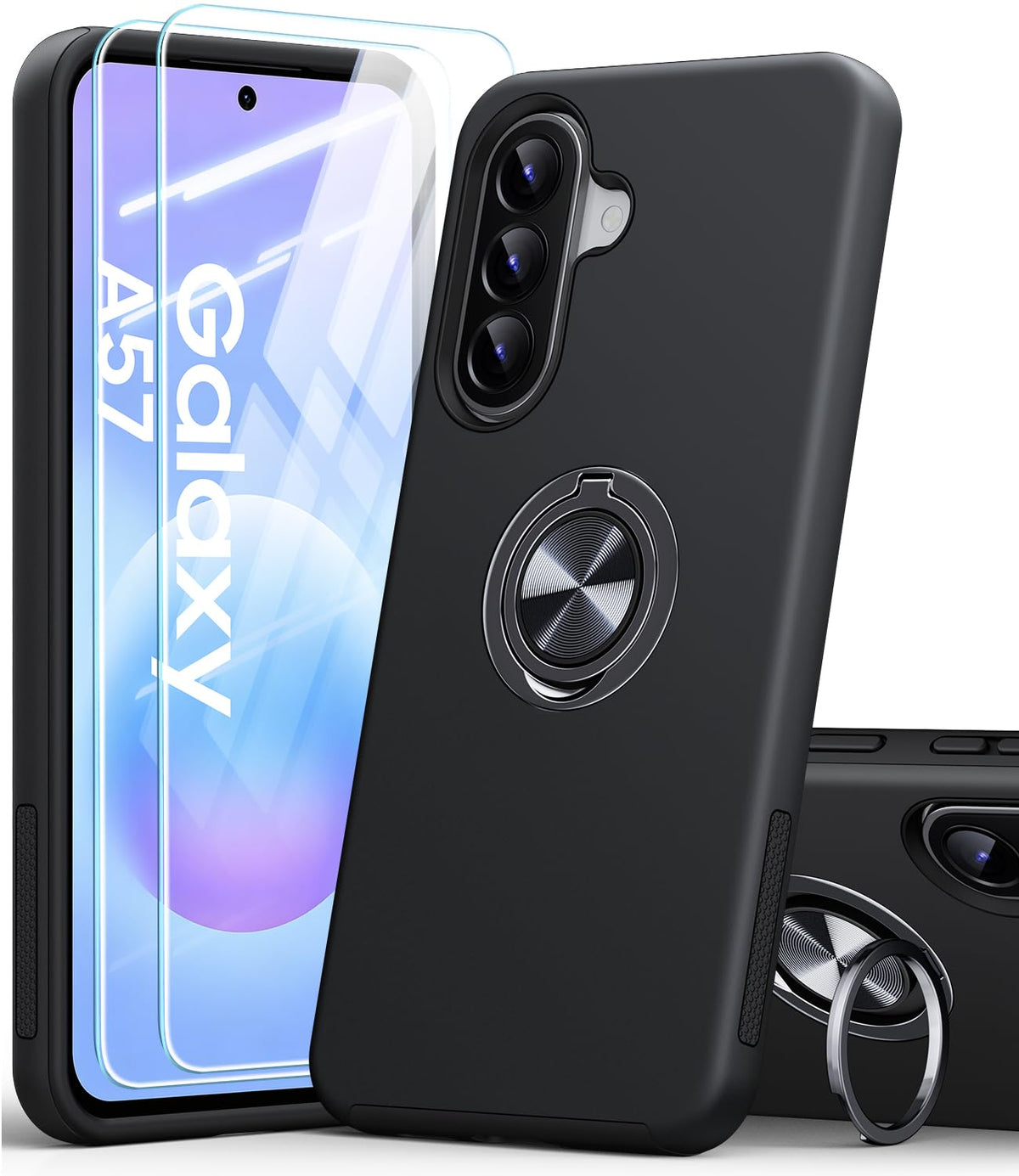 Shockproof phone case for Samsung Galaxy A56 5G, includes two screen protectors.