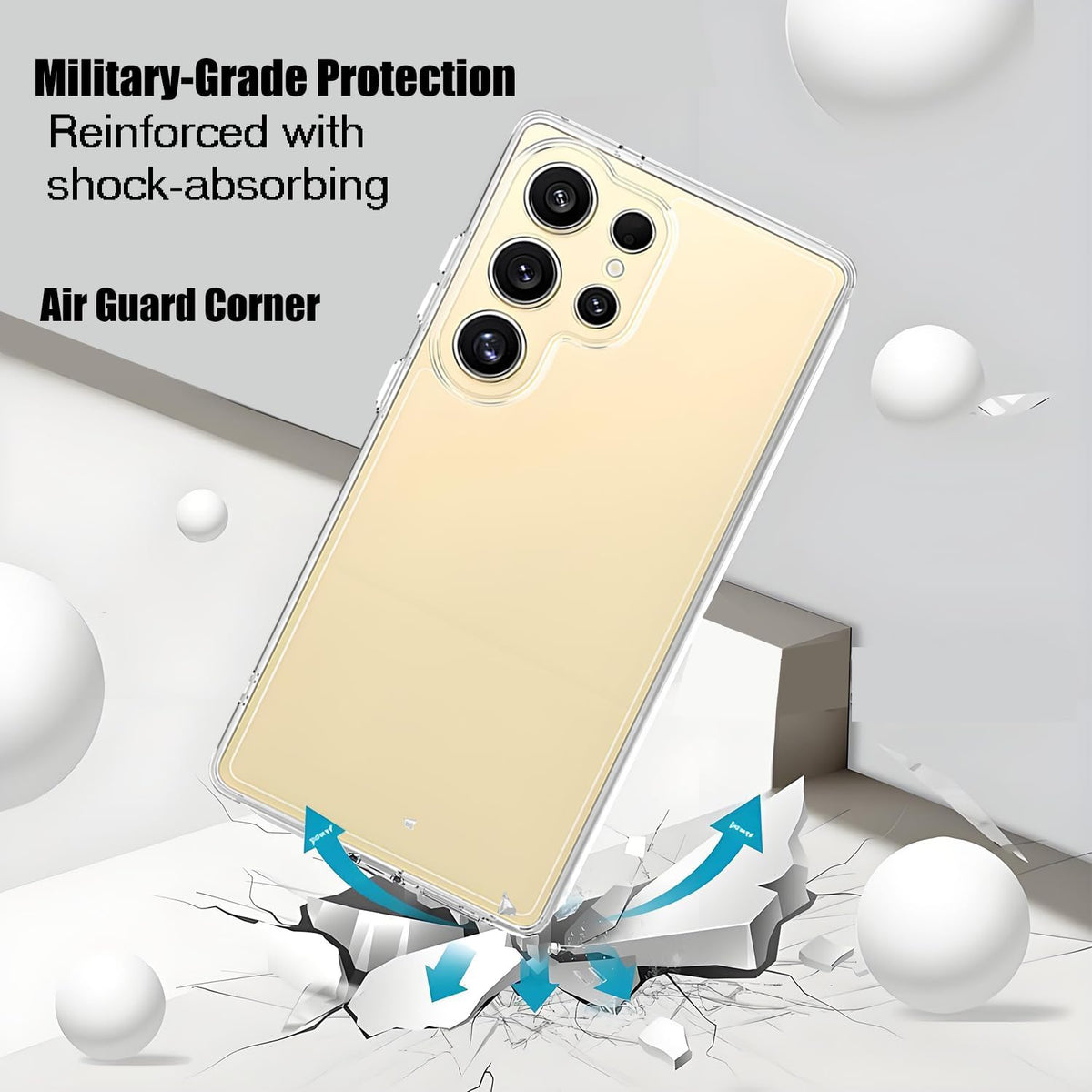 TPUltra+PC transparent anti-yellowing phone case for SamsUltrang Galaxy S25 Ultra