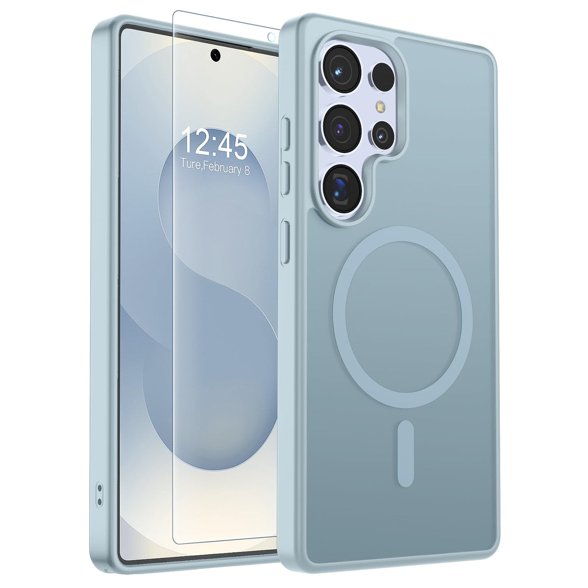 Transparent shockproof magnetic phone case for Samsung Galaxy S25 Ultra with screen protector