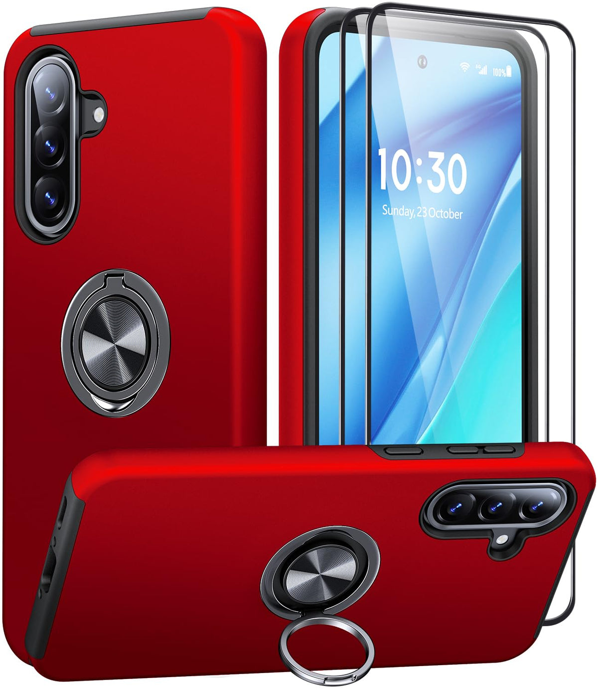 Shockproof phone case for Samsung Galaxy A56 5G, includes two screen protectors.