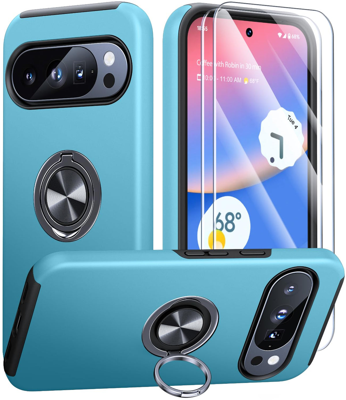 Shockproof phone case for Samsung Galaxy A56 5G, includes two screen protectors.