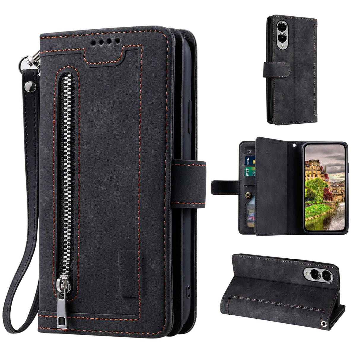 Wallet-style leather phone case for Samsung Galaxy S26 Ultra, retro style