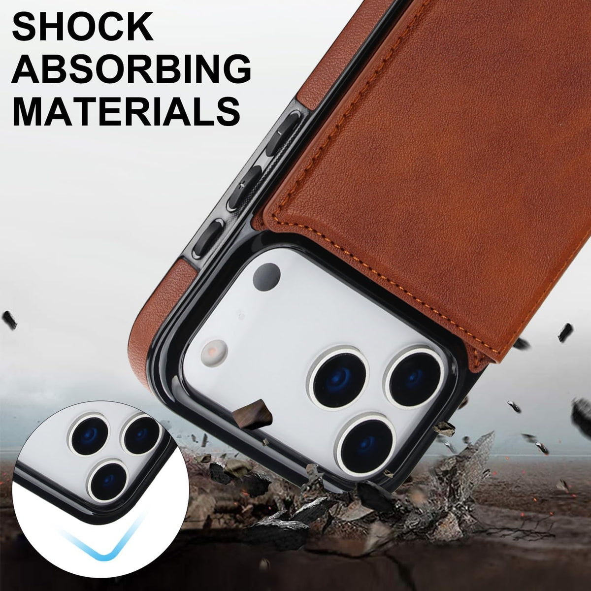 Wallet PU Leather Phone Case for iPhone 17 Pro RFID Blocking 