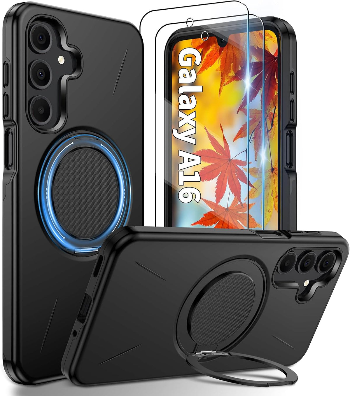 Shockproof phone case for Samsung A16: 2 HD screen protectors