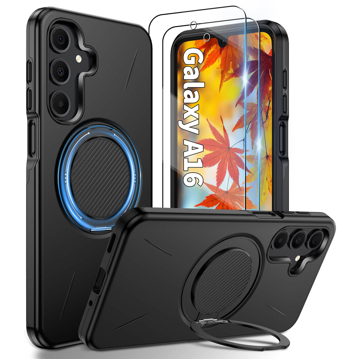 Shockproof phone case for Samsung A16: 2 HD screen protectors
