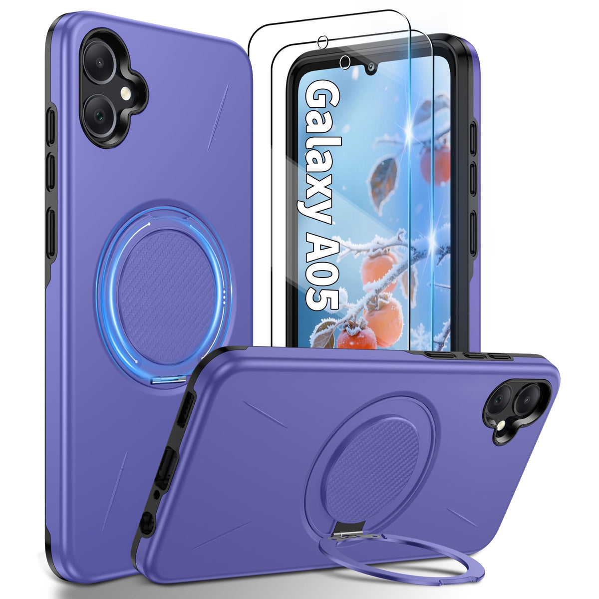 Shockproof phone case for Samsung A16: 2 HD screen protectors