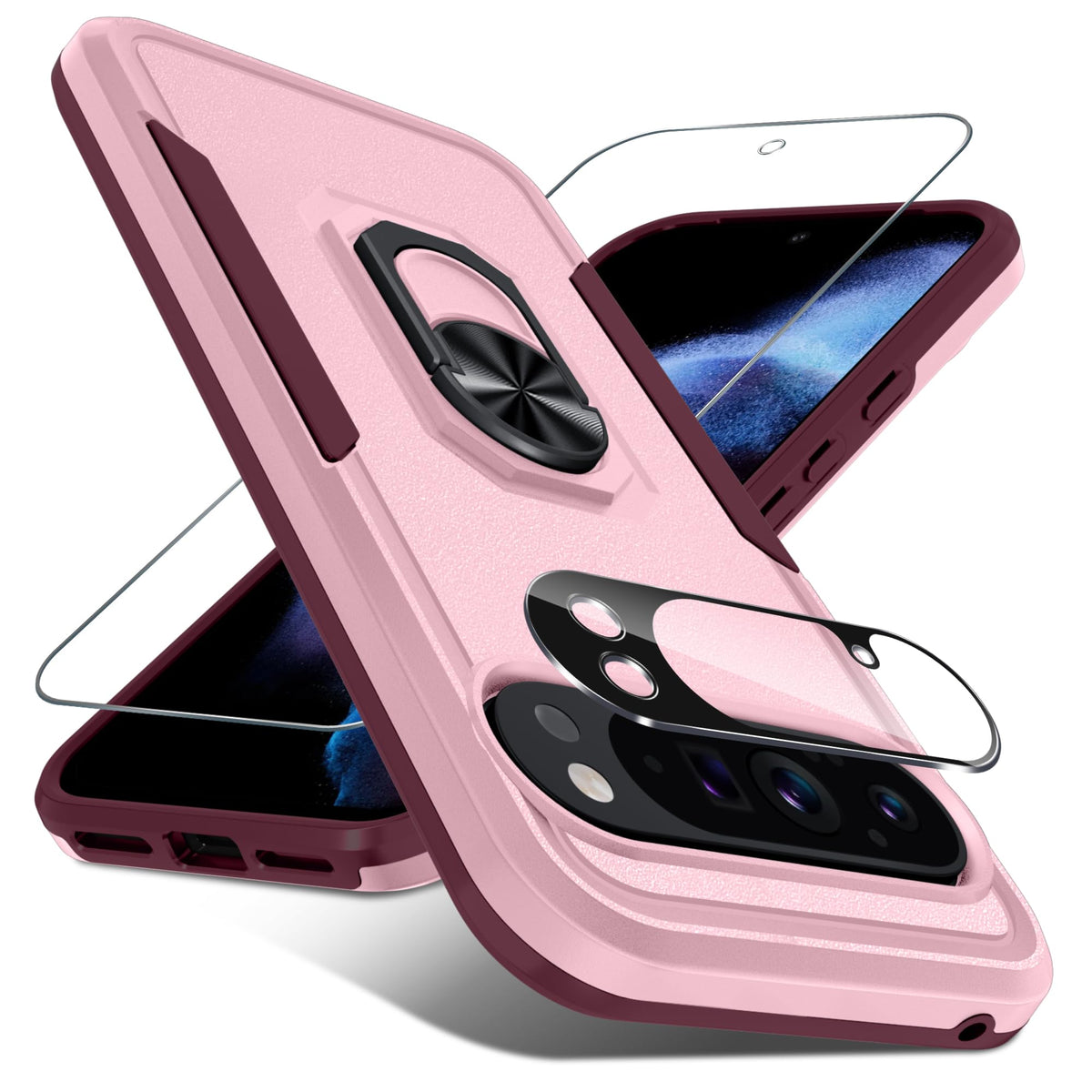 TPU phone case for Google Pixel 10/10 Pro with built-in metal ring holder