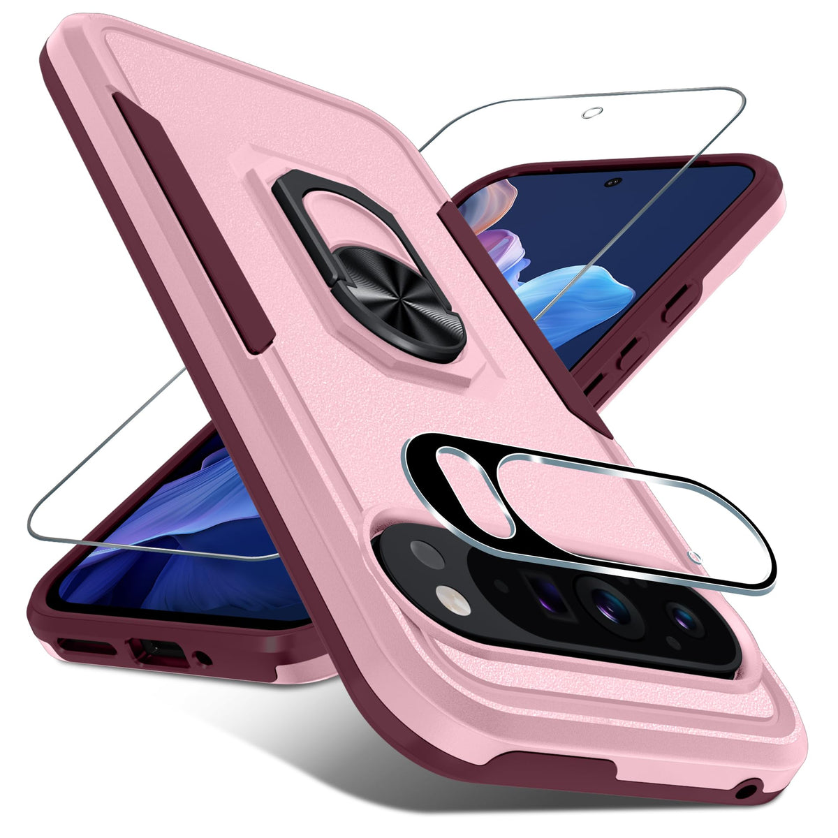 TPU phone case for Google Pixel 10/10 Pro with built-in metal ring holder