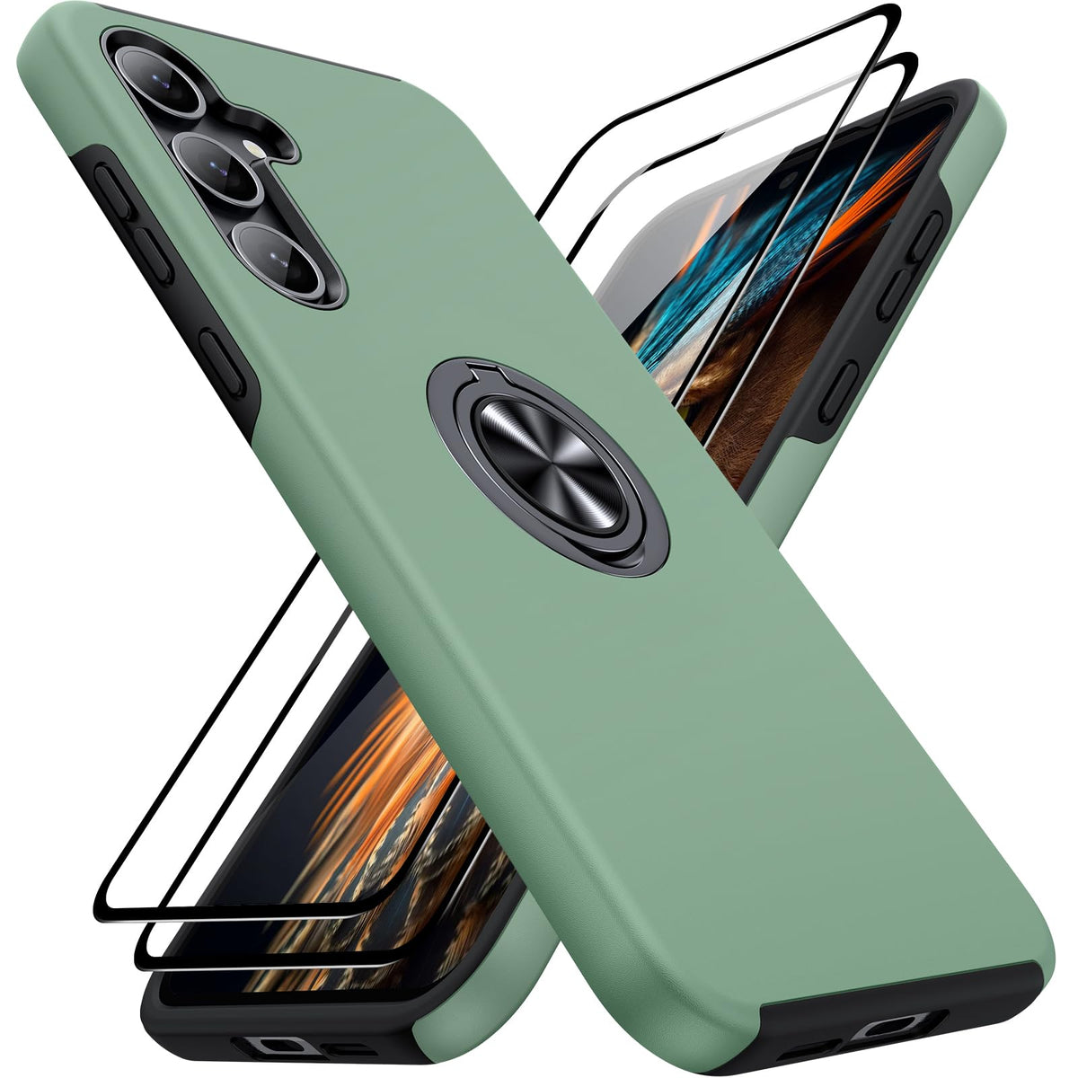 Shockproof phone case for Samsung Galaxy A56 5G, includes two screen protectors.