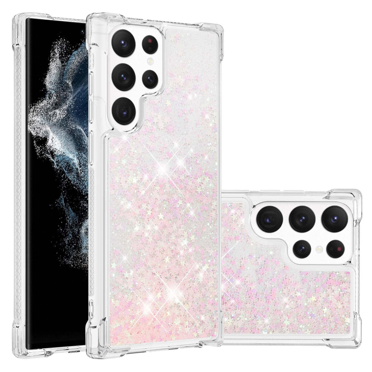 Glitter Transparent TPU Phone Case For Samsung Galaxy S23 Plus 
