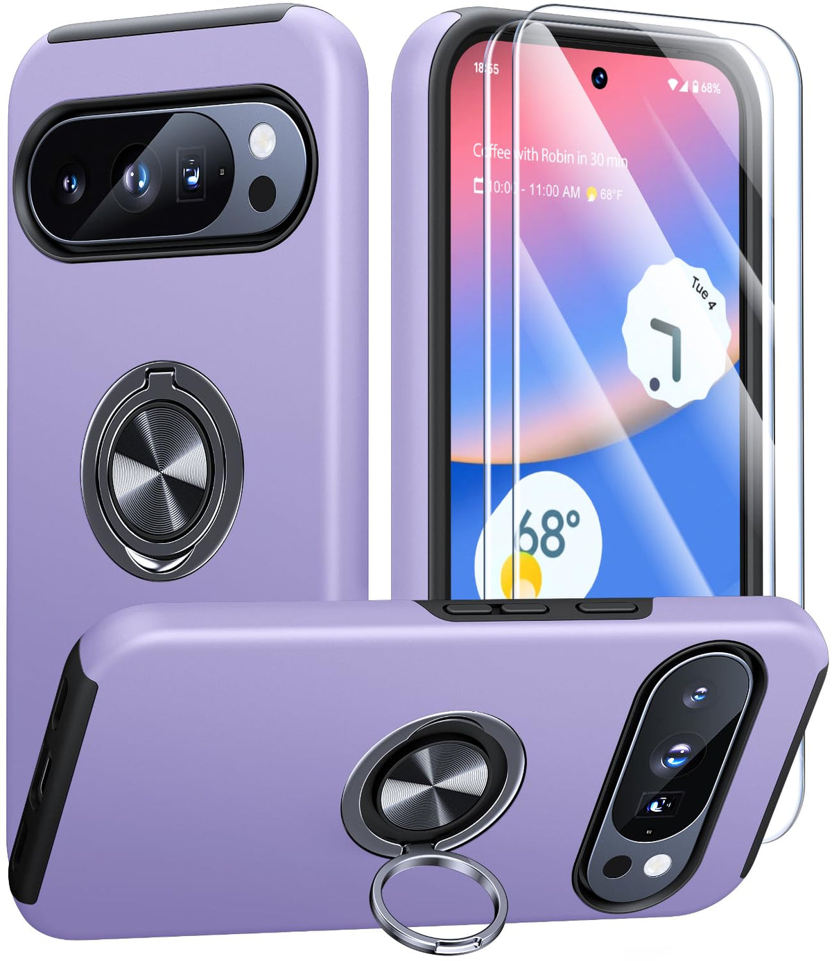 Shockproof phone case for Samsung Galaxy A56 5G, includes two screen protectors.