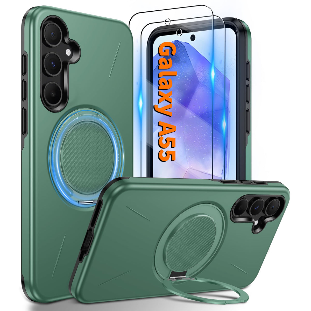 Shockproof phone case for Samsung A16: 2 HD screen protectors