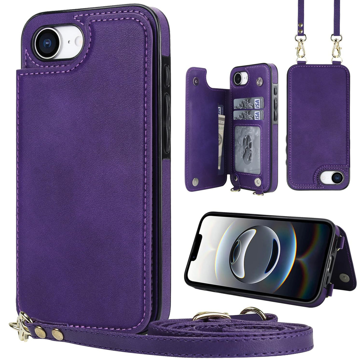 Wallet PU Leather Phone Case for iPhone 17 Pro RFID Blocking 