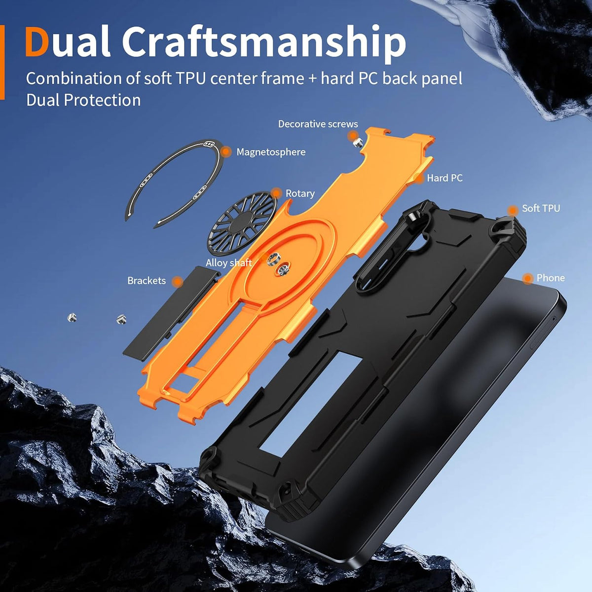 Military-grade magnetic protective case for Galaxy A17 5G with screen