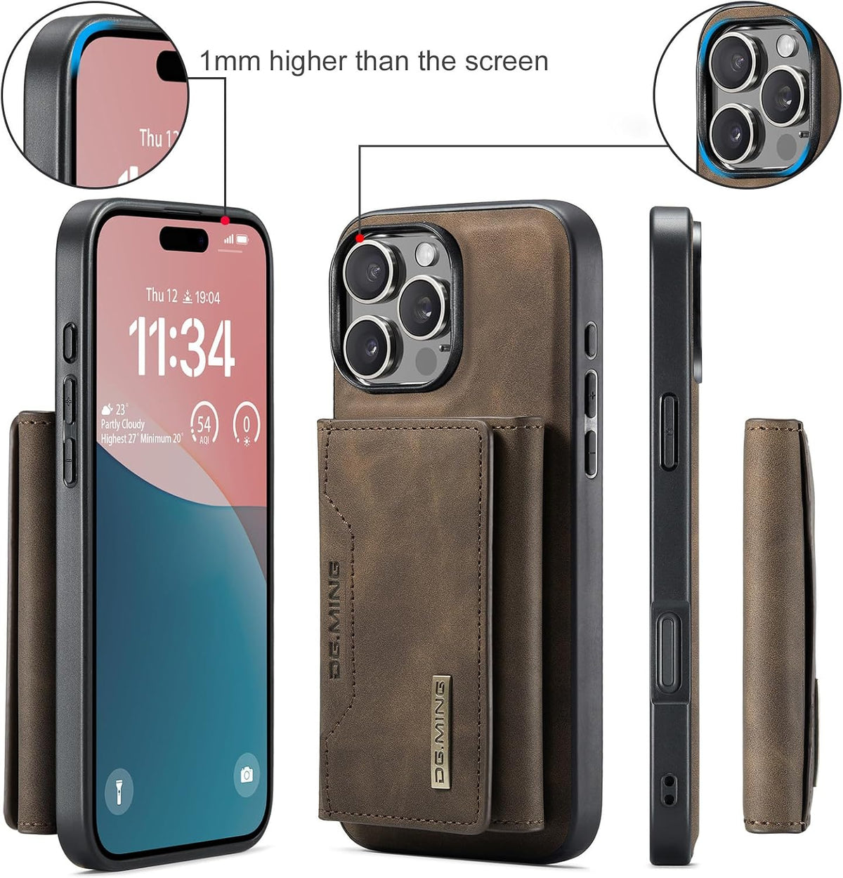 Leather phone case with card slot for iPhone 17 Pro Max