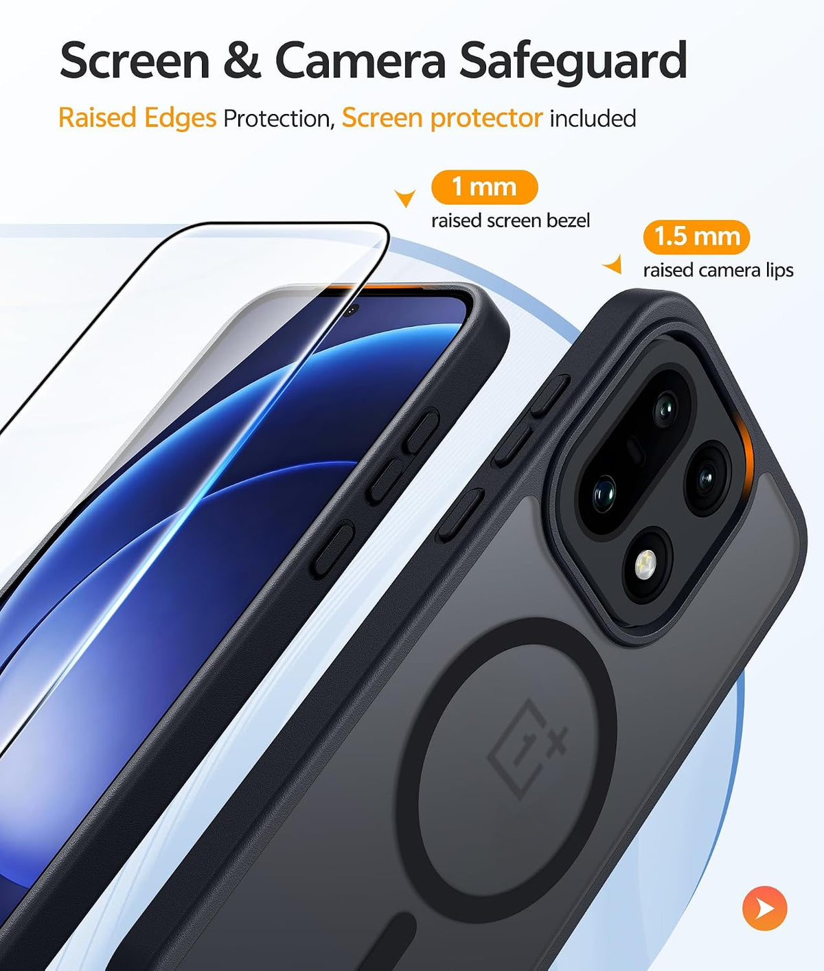Magnetic shockproof phone case with screen protector for OnePlus 15