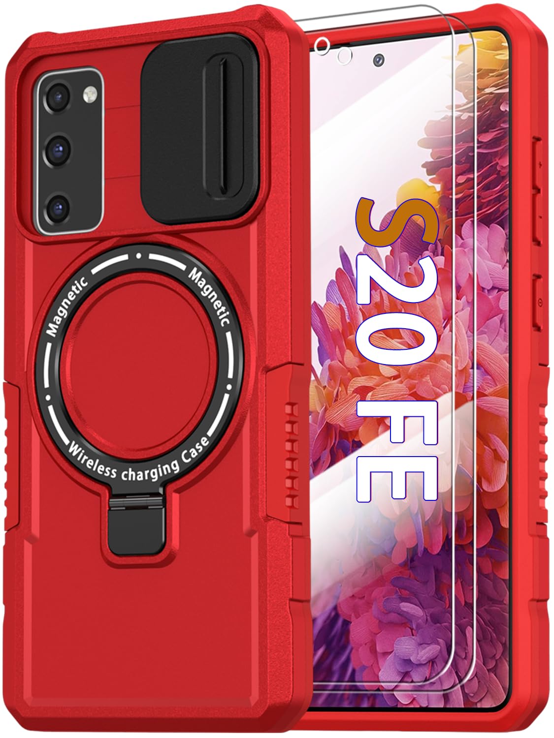 PC+TPU shockproof phone case for Samsung Galaxy S21 FE, includes 2 sc