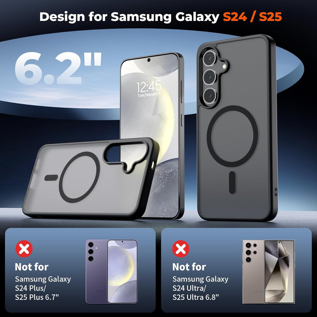 Transparent shockproof magnetic phone case for Samsung Galaxy S25 Ultra with screen protector